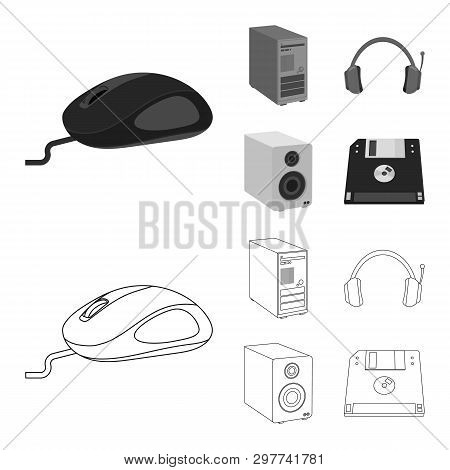Vector Illustration Of Laptop And Device Icon. Set Of Laptop And Server Vector Icon For Stock.