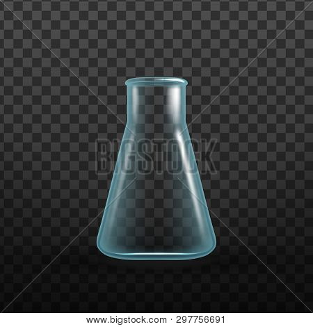 Realistic Chemical Bio Erlenmeyer Flask . Conical Flask Glassware Test Tube Features Flat Bottom, Co