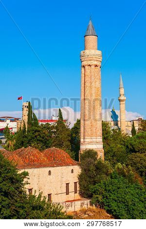 The Alaaddin Mosque Or Yivli Minare Mosque In Antalya Old Town Or Kaleici In Turkey