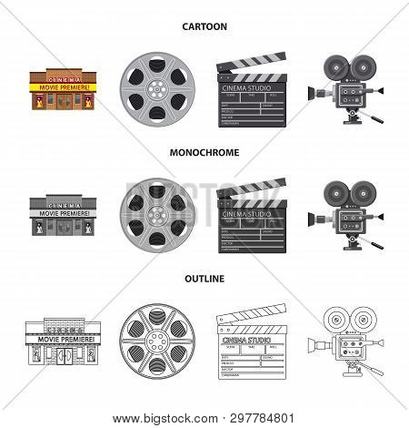 Vector Illustration Of Television And Filming Icon. Set Of Television And Viewing Stock Vector Illus