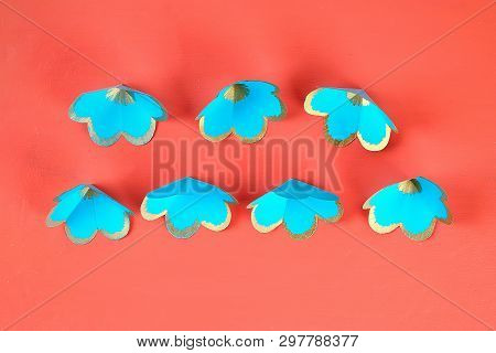 15 Diy Three-dimensional 3d Greeting Card With Flowers For Mothers Day On A Living Coral Background.