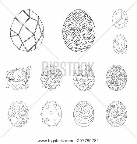 Vector Illustration Of Dinosaur  And Magic  Icon. Set Of Dinosaur  And Fantasy Vector Icon For Stock