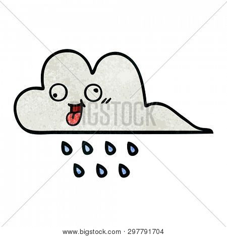 retro grunge texture cartoon of a rain cloud