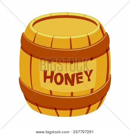 Vector Illustration Of Honey  And Barrel Icon. Collection Of Honey  And Healthy Vector Icon For Stoc