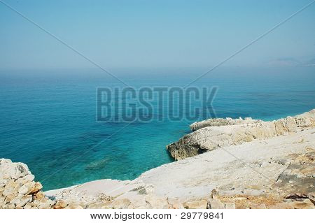 Pláž scéna v Albánii