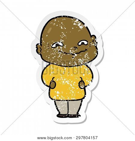distressed sticker of a cartoon creepy guy