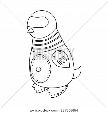 Isolated Object Of Penguin And Animal Sign. Set Of Penguin And Android Stock Vector Illustration.