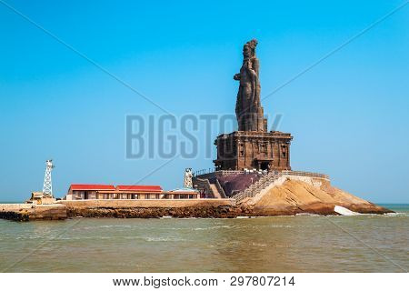 Thiruvalluvar Statue On The Small Island In Kanyakumari City In Tamil Nadu, India