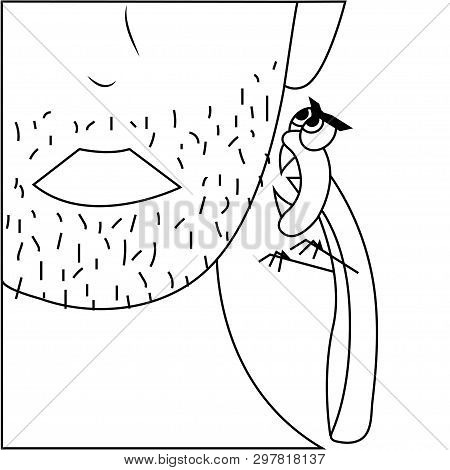 Angry Razor And Man Face Outline. Isolated Stock Vector Illustration