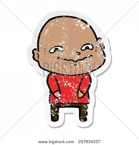 distressed sticker of a cartoon creepy guy