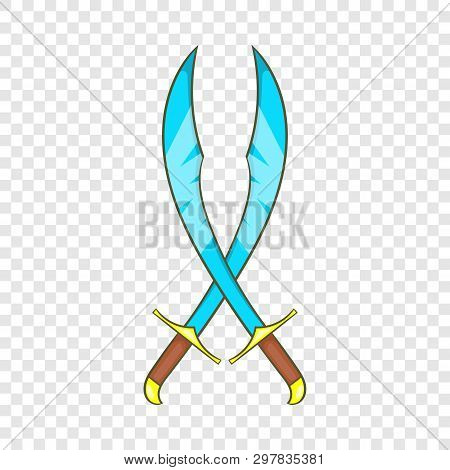 Crossed Scimitars Icon. Cartoon Illustration Of Turkish Scimitar Vector Icon For Web Design