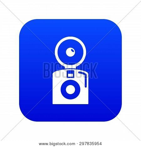Oldschool Camera Icon Blue Vector Isolated On White Background