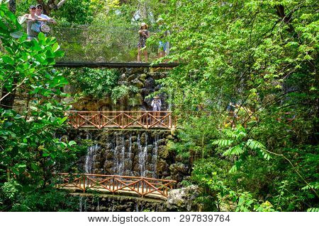XCARET,MEXICO - APRIL 16,2019 : The aviary at XCaret park on the Mayan Riviera