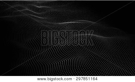 Wave Of Particles. Futuristic Point Wave. Vector Illustration. Abstract Background With A Dynamic Wa