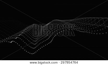 Wave Of Particles. Futuristic Point Wave. Vector Illustration. Abstract Background With A Dynamic Wa