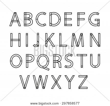 Linear Alphabet Letters. Editable Stroke For Customization And Motion Design. Vector Set