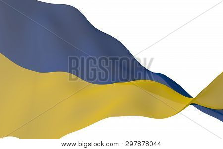 The Flag Of Ukraine On A White Background. National Flag And State Ensign. Blue And Yellow Bicolour.