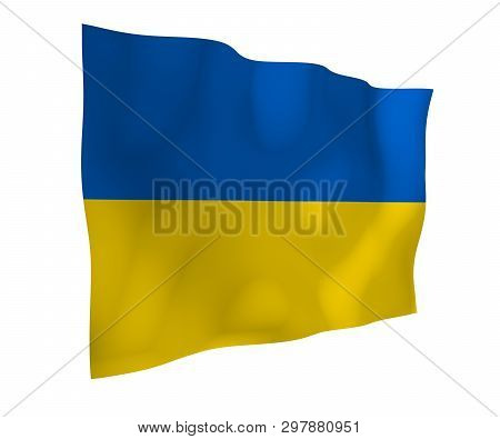 The Flag Of Ukraine On A White Background. National Flag And State Ensign. Blue And Yellow Bicolour.