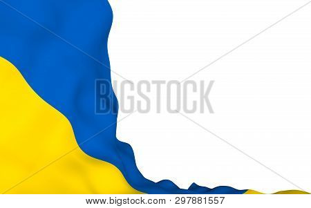 The Flag Of Ukraine On A White Background. National Flag And State Ensign. Blue And Yellow Bicolour.
