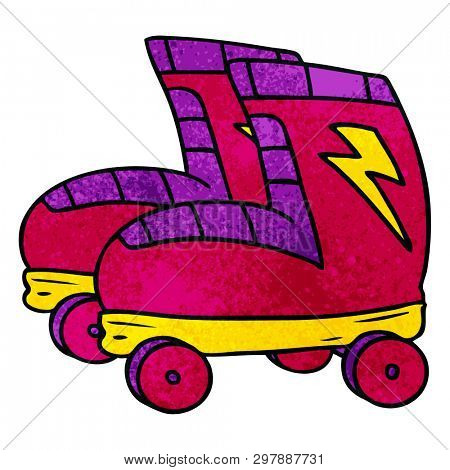 hand drawn textured cartoon doodle of roller skates