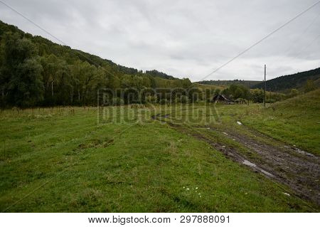 Mountain Village Generalka Altai Territory In Western Siberia. Russia