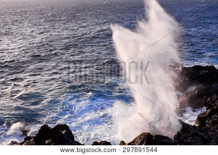 Le Souffleur Or A Natural Geyser At Reunion Island Close To Saint Leu City