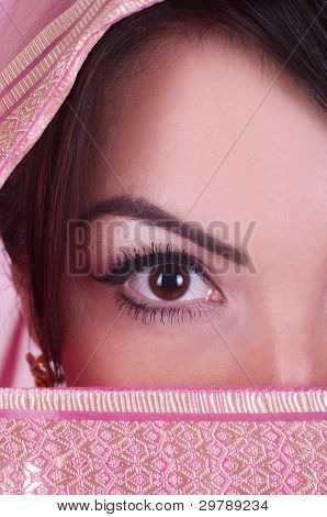 Beautiful womanish eye in pink yashmak