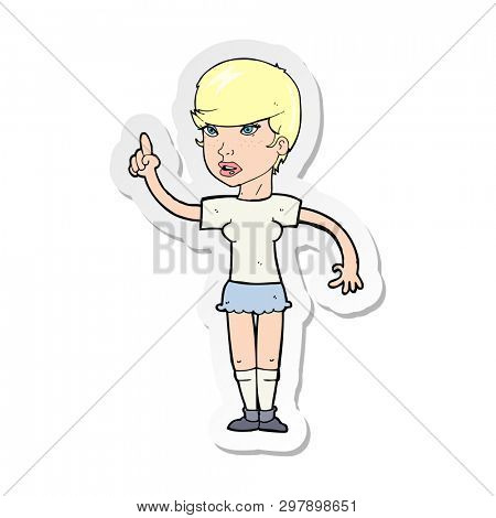 sticker of a cartoon woman with idea