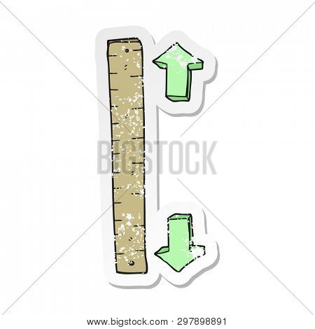 retro distressed sticker of a cartoon wooden ruler