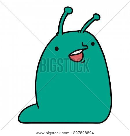 cartoon illustration of a cute kawaii slug