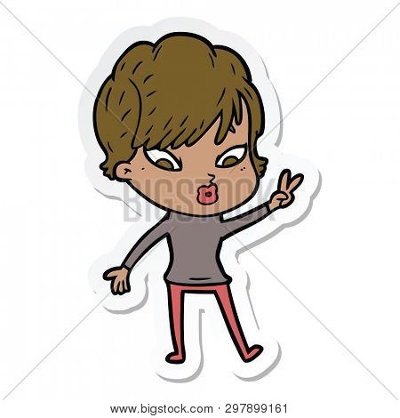 sticker of a cartoon woman