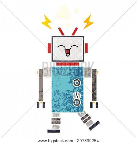 retro illustration style cartoon of a robot