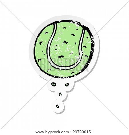 retro distressed sticker of a cartoon tennis ball