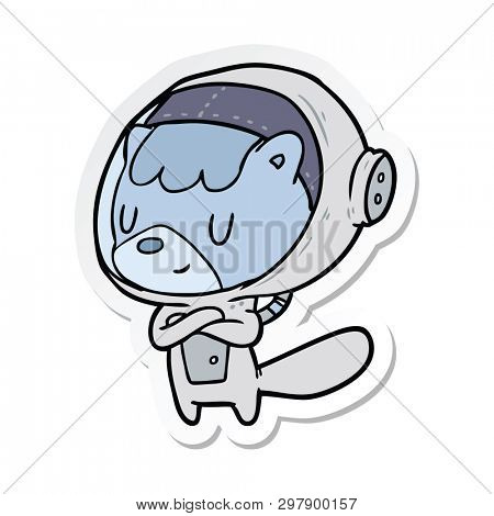 sticker of a cartoon astronaut animal