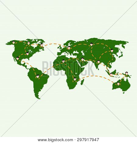 Illustration Of World Map And Network Connection