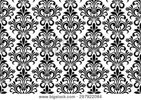 Damask Seamless Pattern. For Wallpapers, Elegant Luxury Texture. Floral Ornament Baroque. Vector Bac