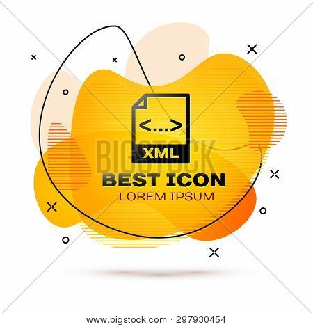 Black Xml File Document Icon. Download Xml Button Icon Isolated On White Background. Xml File Symbol