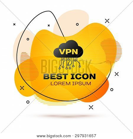 Black Cloud Vpn Interface Icon Isolated On White Background. Software Integration. Fluid Color Banne