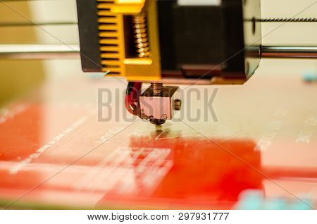 Modern 3d Printer Printing Figure Close-up Macro