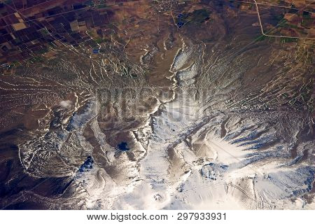 View Of Snow Mountains In Turkey From The Plane
