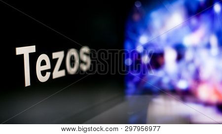 Tezos Cryptocurrency Token. The Behavior Of The Cryptocurrency Exchanges, Concept. Modern Financial 