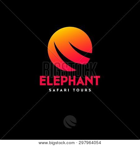 Travel Agency. Silhouette Of Elephant Tusks On A Background Of The Sun. African Safari Logo. Elephan