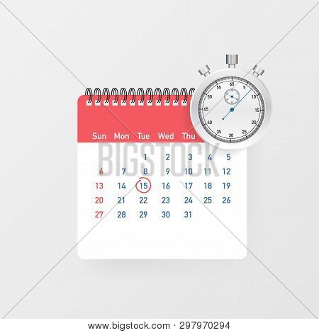 Calendar And Clock. Schedule Concepts. Modern Flat Design Graphic Elements. Vector Stock Illustratio