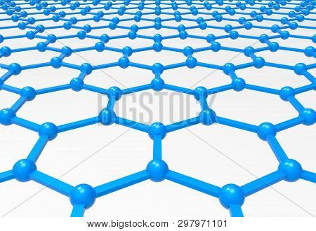3d Rendering. Perepctive View Of Hexgonal Relation Structure Mesh Pattern With Clipping Path On Whit