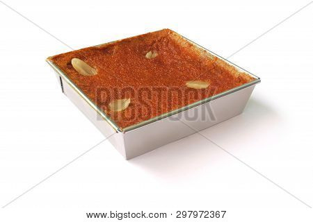 Mung Bean Thai Custard Dessert Recipe ,khanom Maw Kaeng On White Background.(with Clipping Path).