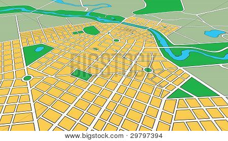 Map Of Generic Urban City In Perspective Angle