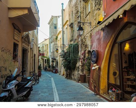 Old City Part Of Retimno, Crete, Greece. Rethymno, Greece - June 15, 2017