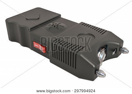 Stun Gun, Electroshock Weapon. 3d Rendering Isolated On White Background