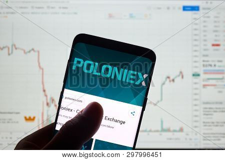 Montreal, Canada - April 26, 2019: Poloniex Cryptocurrency Exchange Logo And Application On Android 