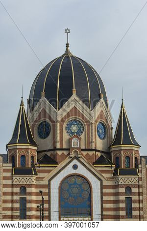Kaliningrad, Russia - September 2020: New Liberal Synagogue In Center Of Kaliningrad. Selective Focu